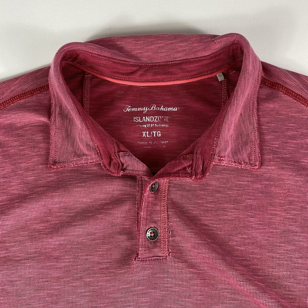 Tommy Bahama Polo Island Zone Shirt Mens Large Textured Short Sleeve Modal Blend